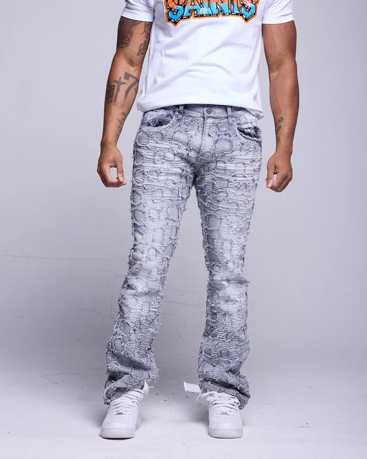 MEN'S GREY STACKED LAYER DENIM JEAN