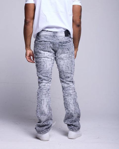 MEN'S GREY STACKED LAYER DENIM JEAN