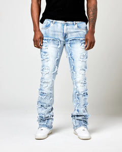 MEN'S ICE BLUE TRASHED TRUE STACKED DENIM JEAN