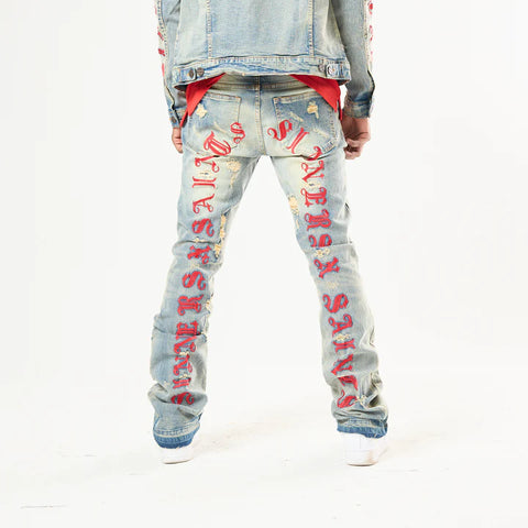 Men Lt. Tint / Red Saints x Sinners Denim Jean