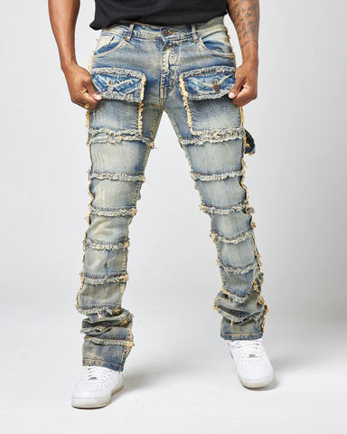 Kids Lt Tint Patchwork True Stacked Denim Jean