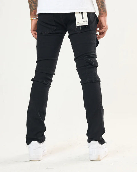 MEN'S BLACK TROOPER SLIM W/ ZIPPER DENIM JEAN