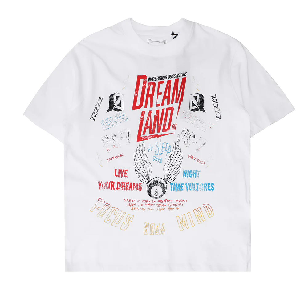 MEN WHITE EIGHT BALL DREAMLAND T SHIRT