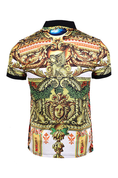 MEN OLIVE VERSAILLES RHINESTONE POLO SHIRT