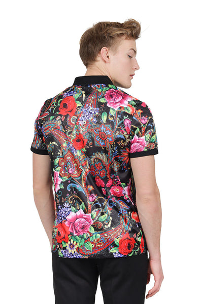 MEN BLACK ARCHIE PAISLEY POLO SHIRT