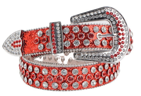 MEN RED RHINESTONE BELT