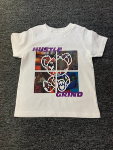 Kids White Hustle Bear Tee