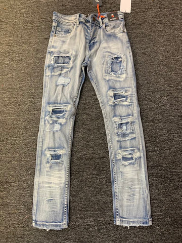 Kids Ice Blue Patchwork Jeans