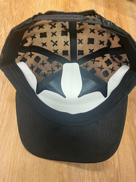 UNISEX BLACK/ BLACK METAL RHINESTONE BLACK CROSS LOGO SNAPBACK