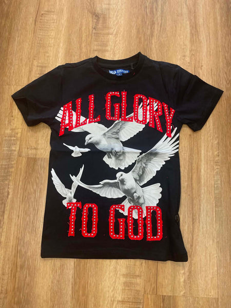 BOYS BLACK ALL GLORY TO GOD TEE
