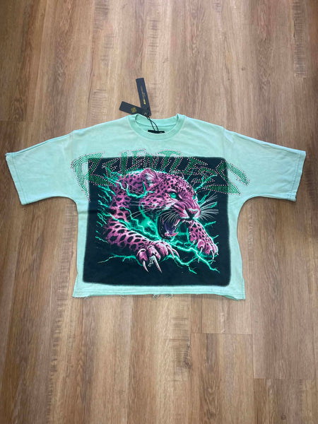 MEN MINT RELENTLESS RHINESTONE FRENCH TERRY CROP TEE