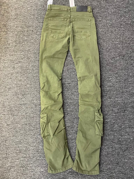 Men Olive Timeless Stacked Cargo Jeans