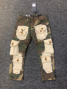 Little Kids Camo with Cargo Bone color Pocket Denim Jeans