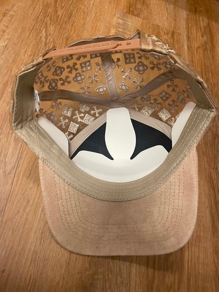UNISEX BEIGE METAL RHINESTONE CROSS LOGO SNAPBACK