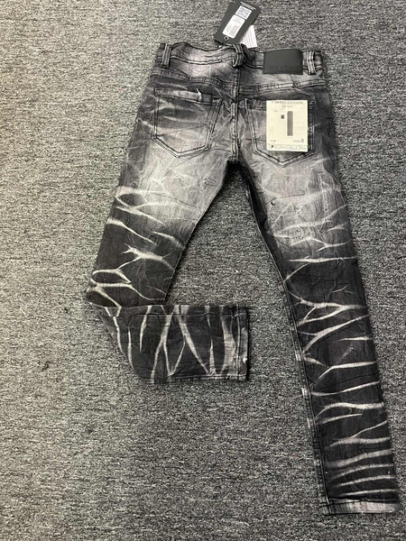 KIDS BLACK WASH RHINESTONE CUT JEANS