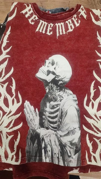 MEN RED MEMENTO MORI CROP TOP