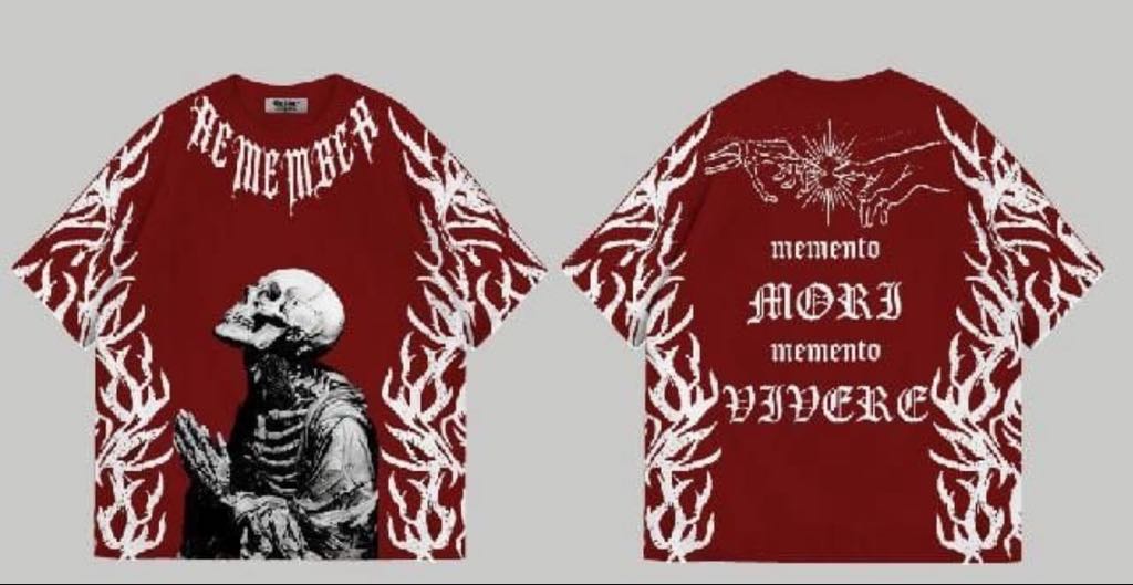 MEN RED MEMENTO MORI CROP TOP