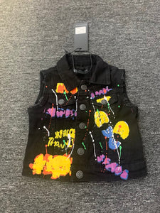 Kids Kids Multi Color Jet Black Denim Vest