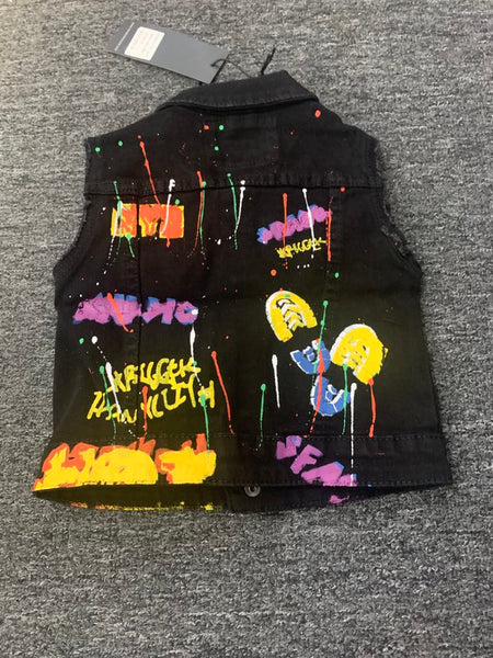 Kids Kids Multi Color Jet Black Denim Vest