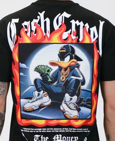 MEN BLACK CASH CARTEL DAFFY DUCK RHINESTONE TEE