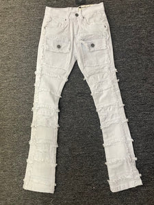 Kids White Patchwork True Stacked Denim Jean