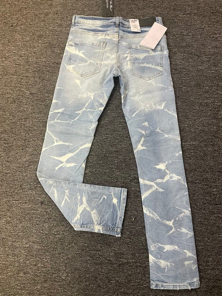MEN ICE BLUE SLIM COMBAT CARGO DENIM PANT