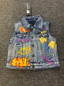 Kids Multi Color Blue Wash Denim Vest