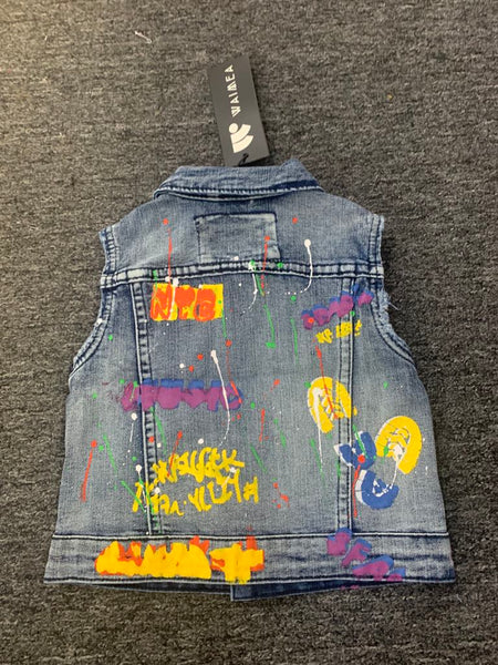 Kids Multi Color Blue Wash Denim Vest