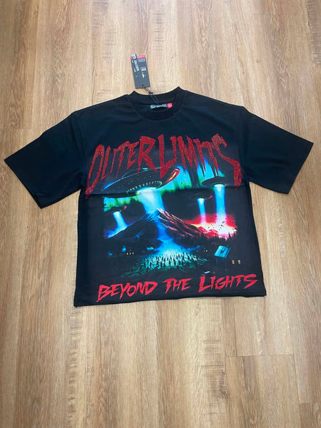 MEN BLACK OUTTER LIMITS RHINESTONE CROP TEE