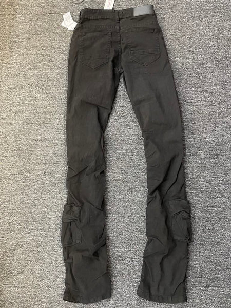 Men Jet Black Timeless Stacked Cargo Jeans