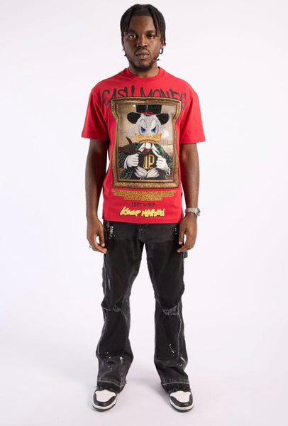 MEN RED KEEP MOVING DAFFY DUCK RHINESTONE TEE