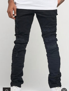 Big Men Plus Size jet Black Washed Up Denim Jeans