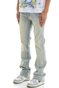 MEN KNDK LT. BLUE RHINESTONE WITH KEY CHAIN STACK PANTS
