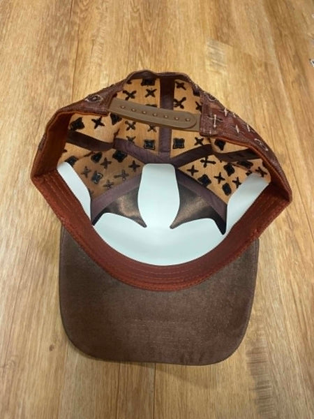 UNISEX BROWN METAL ROOSTER RHINESTONE SNAPBACK