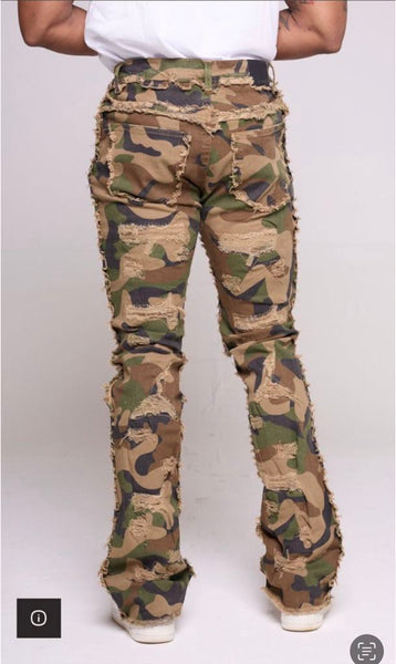 KID'S WOOD CAMO STACKED NO END TWILL PANT