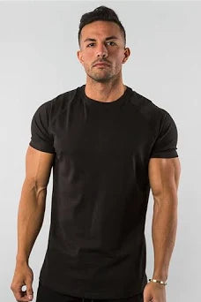 MEN PLUS SIZE SOLID BLACK PLAIN TEE