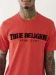 Men True Religion Wash Red Pile arch Logo Tee