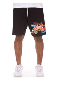 Men Black Akoo crew shorts