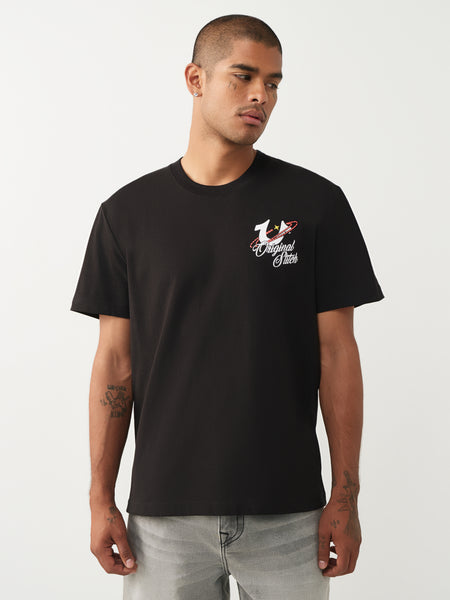 MEN BLACK TRUE RELIGON SS OG STITCH HS TEE