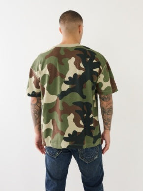 Men True Religion Green Camo drop Shoulder SRS Camo Tee