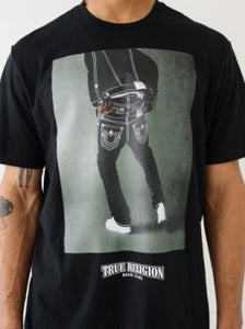 Men True Religion Jet Black Relaxed Photo Real Stack Tee