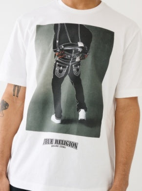 Men True Religion White Relaxed Photo Real Stack Tee