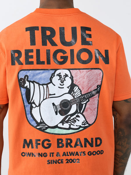 MEN TRUE RELIGION ORANGE SS BUDDHA MFG TEE