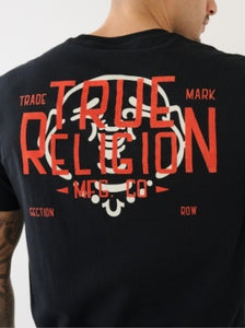 Men Black/ Red True Religion SS Flock MFG TEE