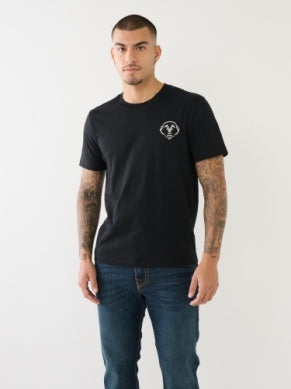 Men Black/ Red True Religion SS Flock MFG TEE