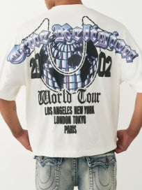 MEN WHITE CHROME LOGO BOXY TRUE RELIGON TEE