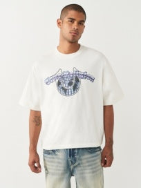 MEN WHITE CHROME LOGO BOXY TRUE RELIGON TEE