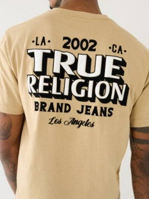 Men Travertine/ White True Religion SS Flock Station TEE