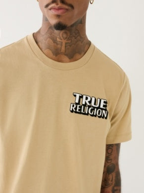 Men Travertine/ White True Religion SS Flock Station TEE