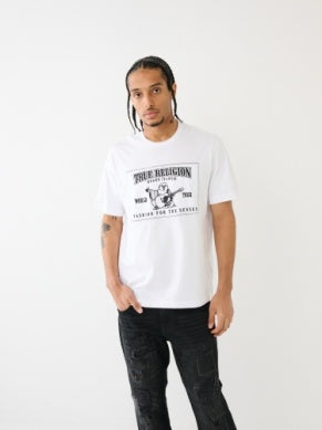 Men Optic White True Religion Relaxed SRS Applique TEE